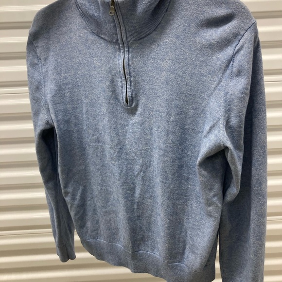 Cotton Cashmere Blend Banana Republic 1/2 Zip Blue Sweater - Picture 6 of 6